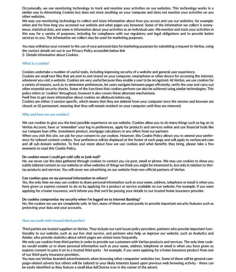 Политика использования файлов cookie Veritas — page 2/9