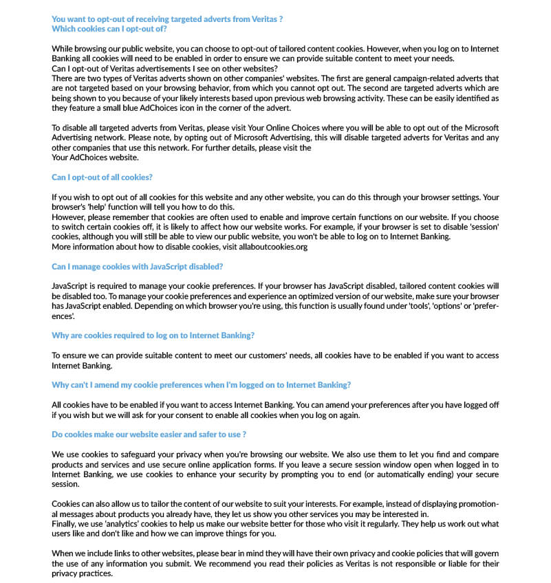 Политика использования файлов cookie Veritas — page 3/9