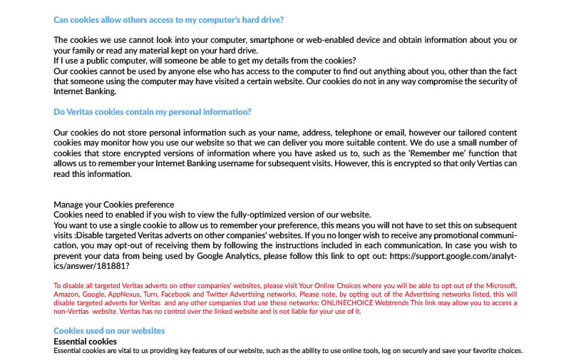Политика использования файлов cookie Veritas — page 4/9