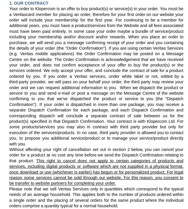 Políticas y condiciones de uso de Veritas — page 12/17
