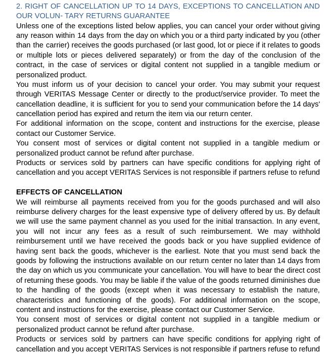 Políticas y condiciones de uso de Veritas — page 13/17