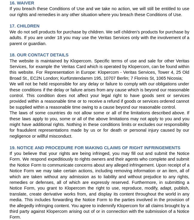 Políticas y condiciones de uso de Veritas — page 8/17