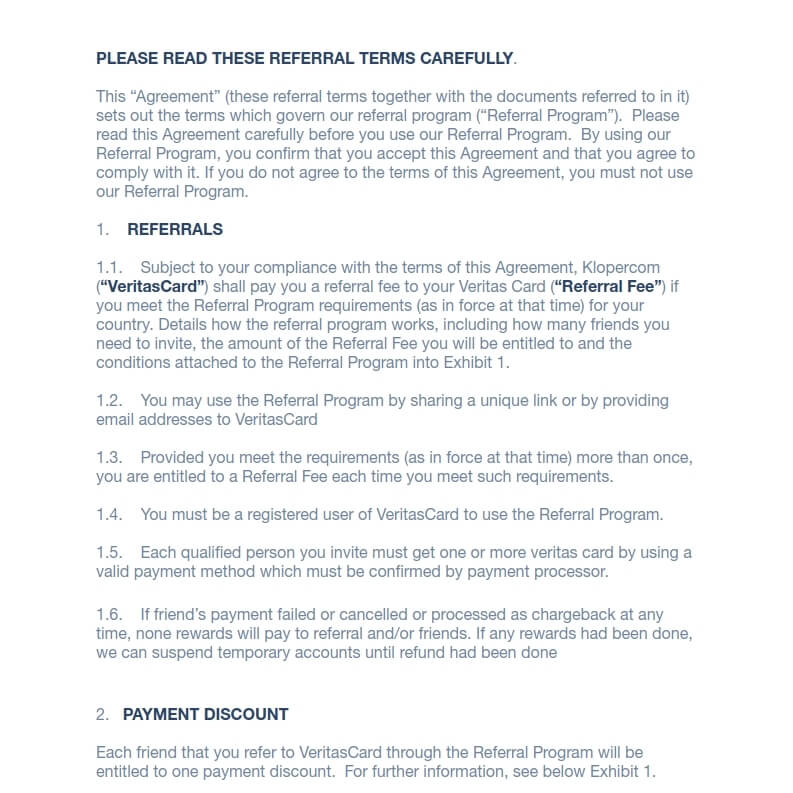 Veritas ieteikšanas programmas lietošanas politika — page 1/5