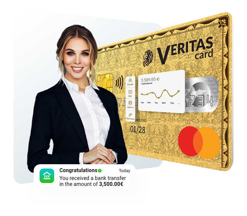 γυναίκα με προπληρωμένη κάρτα Veritas