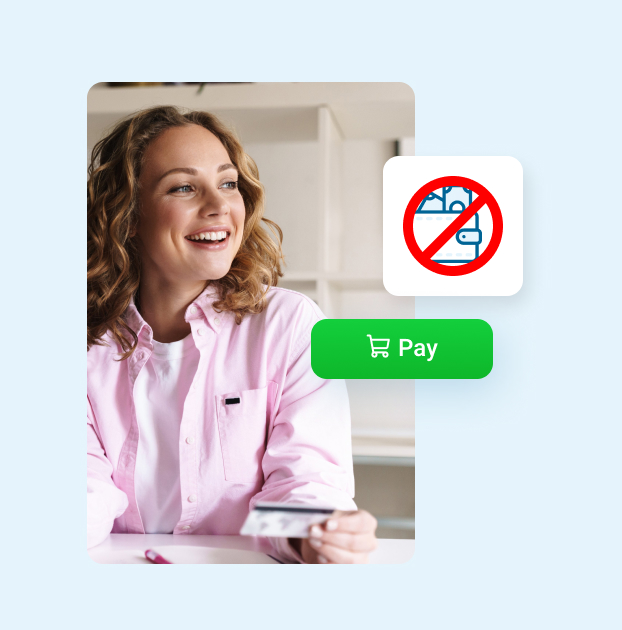 smiling woman holding prepaid card